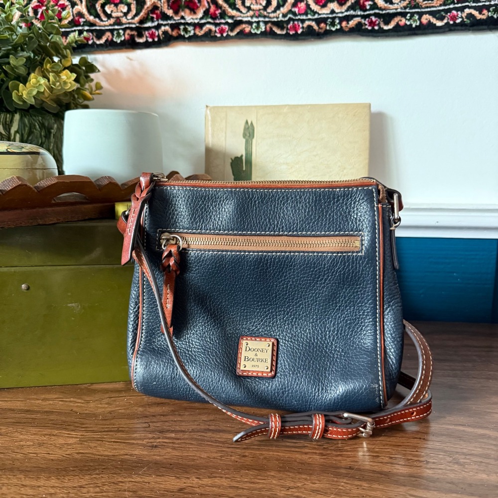 Dooney & Bourke Pebble Grain Leather Crossbody Bag Navy Blue Small